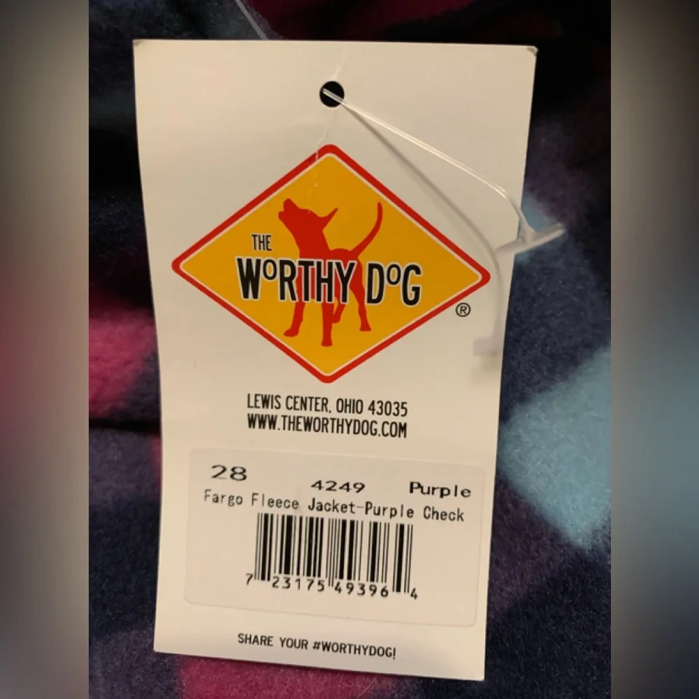 THE WORTHY DoG Fargo double layered Fleece purple jacket NWT in size Large